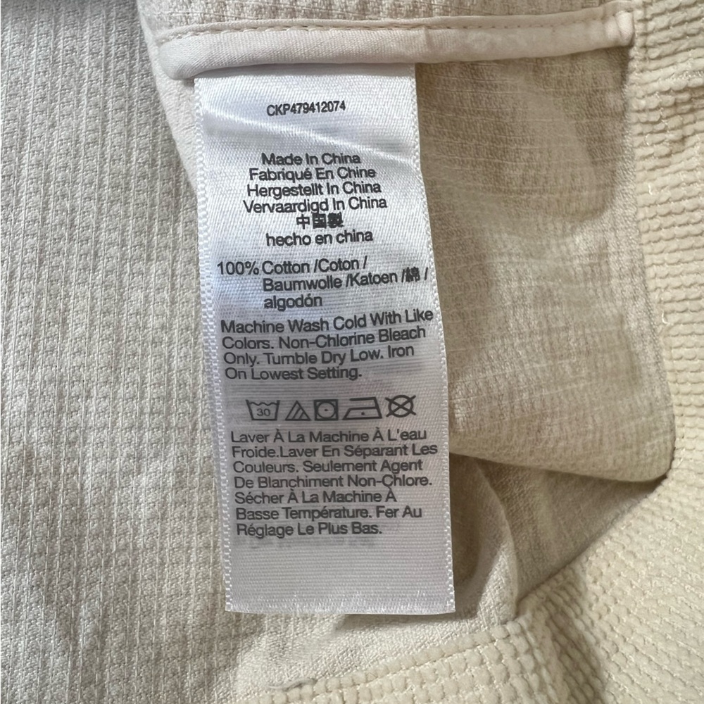 Madewell 100% Cotton Waffle-Knit Relaxed V-neck Cream Textured Top Women’s XS - Picture 8 of 8
